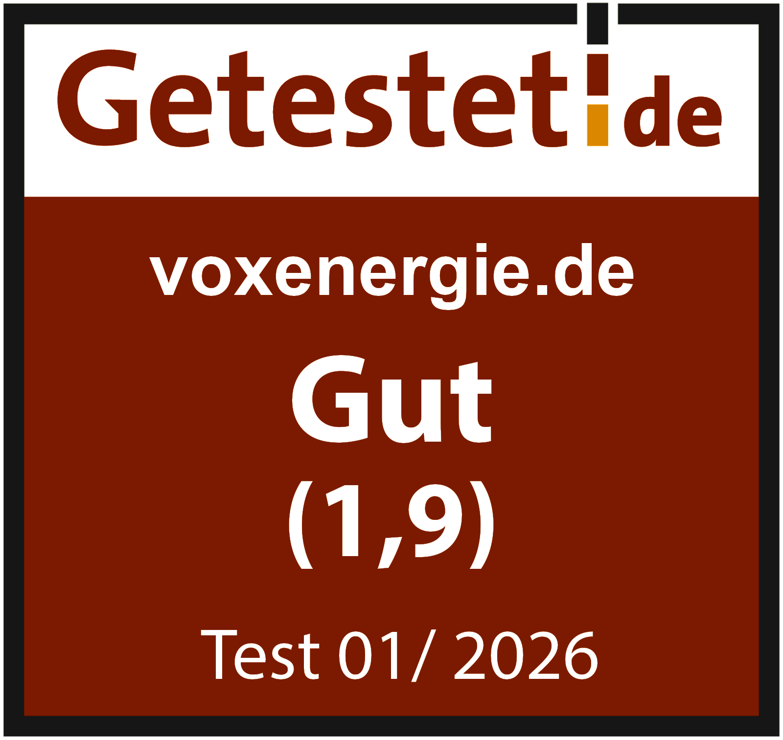 Einzeltest_Testsiegel_voxenergie Auszeichnung Kundenservice 2024/2025 – Sehr gut (DIQP)